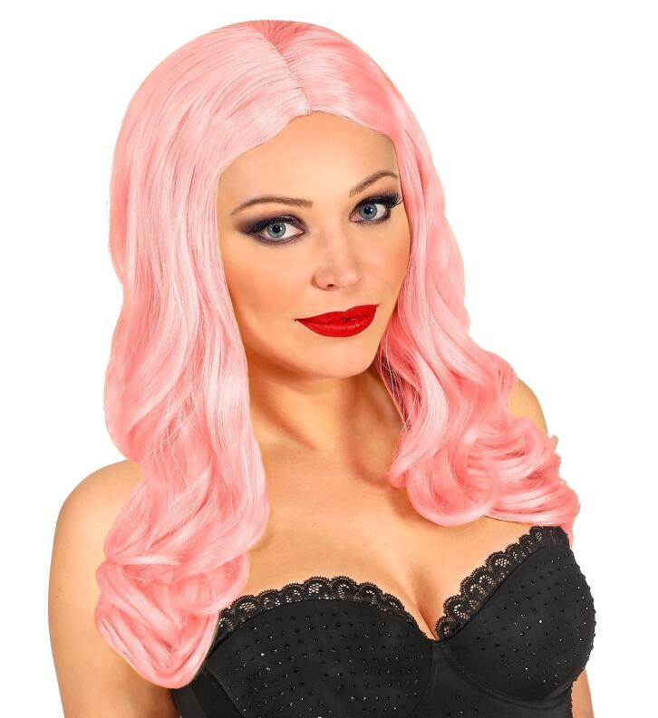 Karneval Damen Perücke Langhaar Roxy rosa