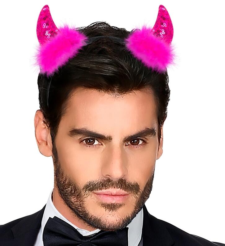 Karneval Halloween Pailletten Teufelshörner pink