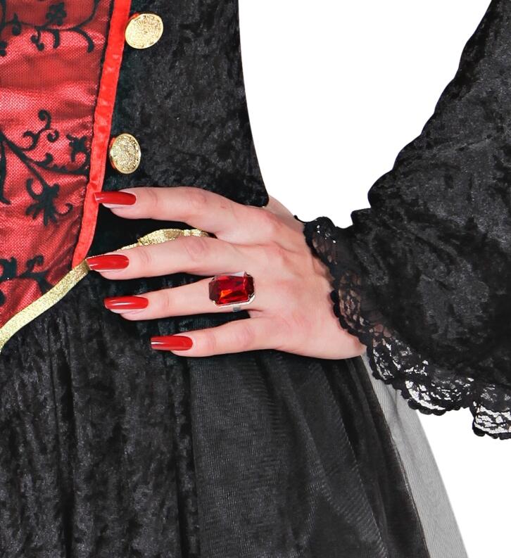 Karneval Halloween Ring mit rotem Stein