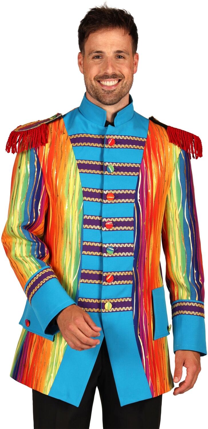 Thetru Karneval Herren Kostüm Jacke Frack Rainbow Gold