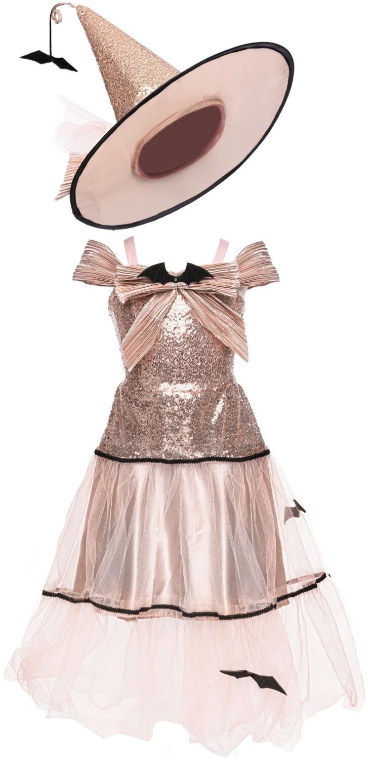 Karneval Halloween M&auml;dchen Kost&uuml;m Hexe Glam rosegold