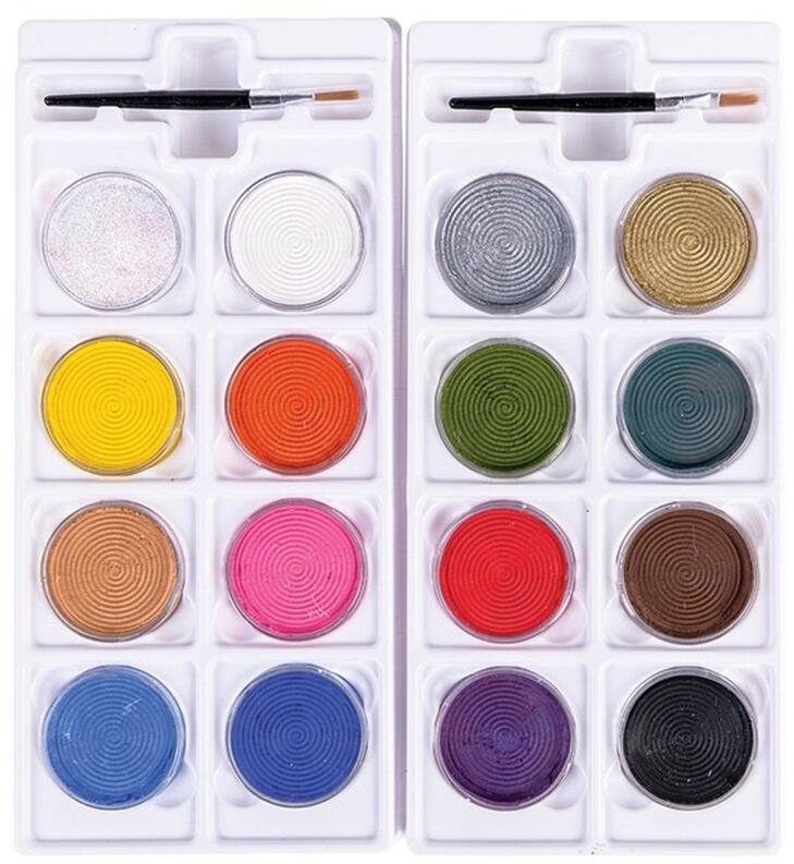 Karneval Halloween Aqua Schmink Palette 16 Farben