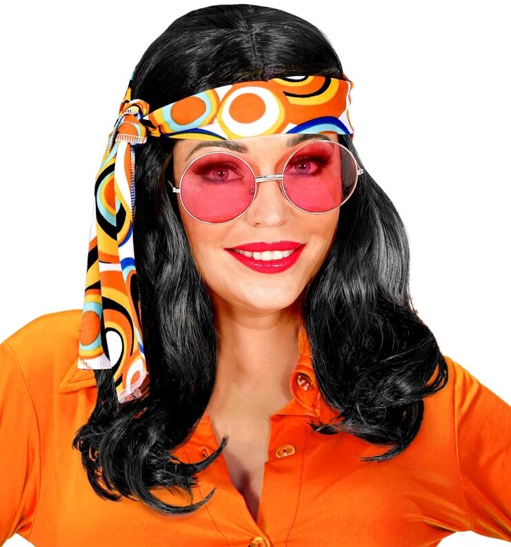 Karneval Perücke 70er Hippie Disco Fever schwarz