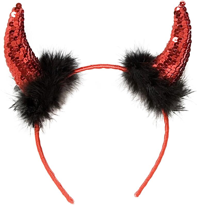 Karneval Halloween Pailletten Teufelshörner rot schwarz
