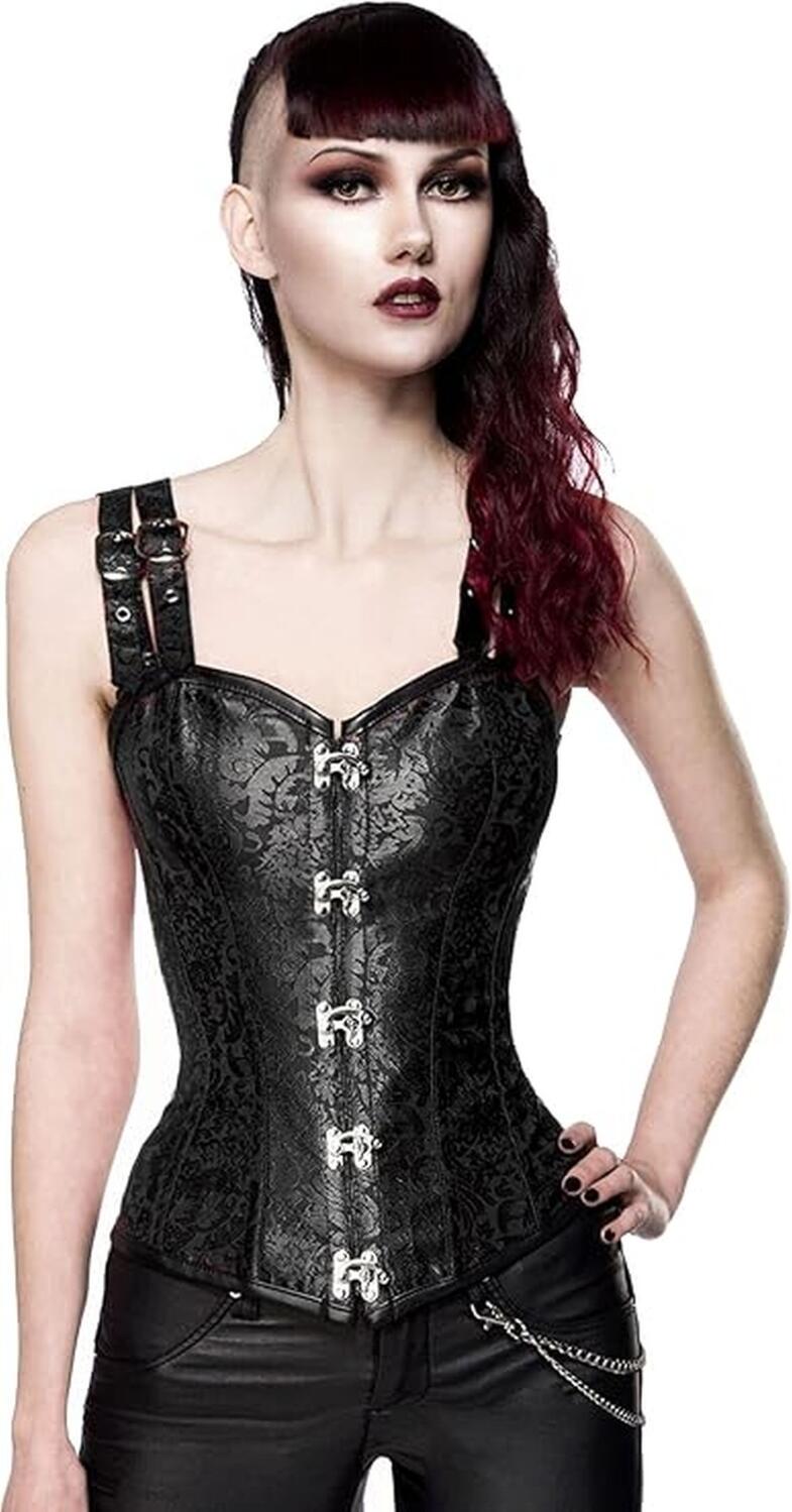 Ocultica Karneval Damen Corsage Jacquard schwarz