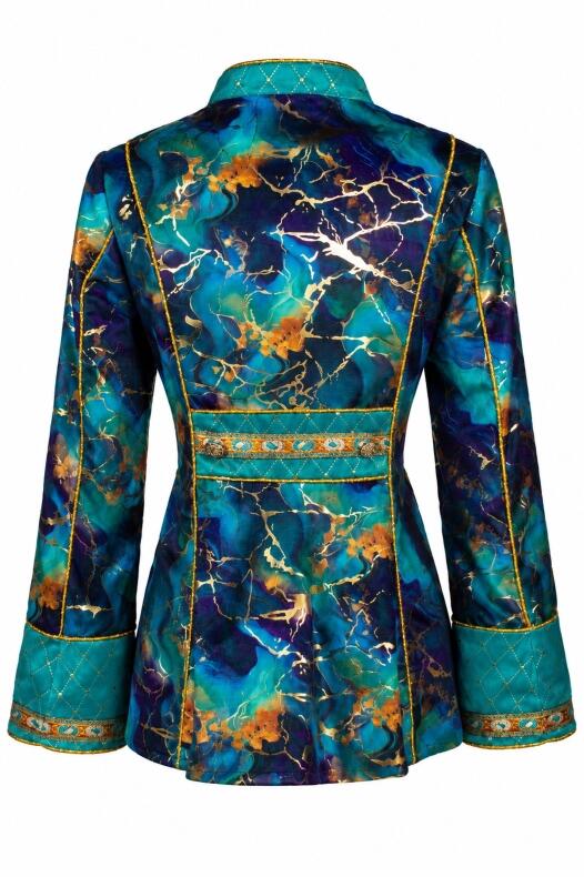 Thetru Karneval Damen Kostüm Jacke Thunder Lightning blau hinten