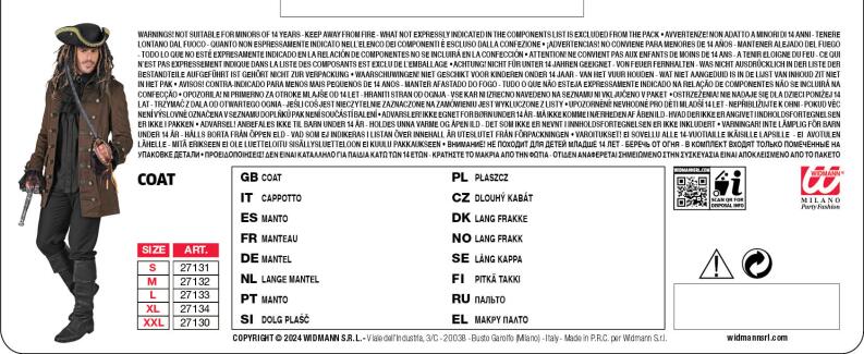 Karneval Herren Kostüm Jacke Historischer Mantel braun