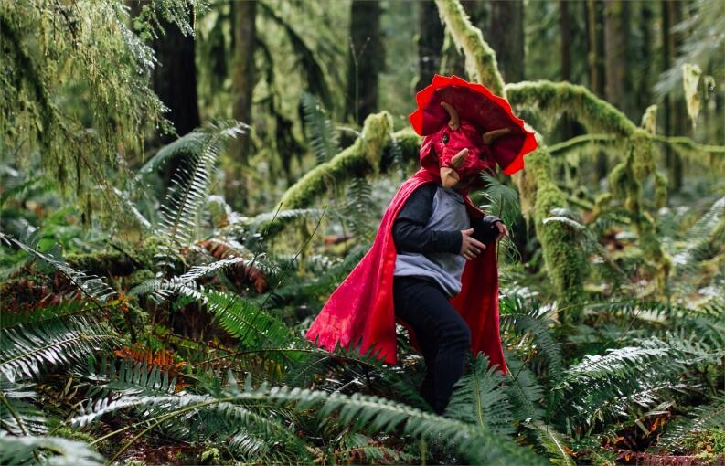 Karneval Halloween Kinder Cape Dino Triceratops rot