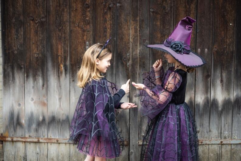 Karneval Halloween Mädchen Kostüm Set Hexe Amethyst