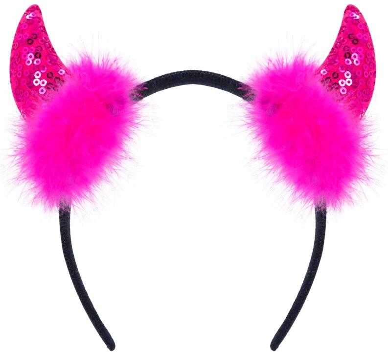 Karneval Halloween Pailletten Teufelshörner pink