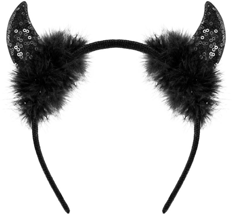 Karneval Halloween Pailletten Teufelshörner schwarz