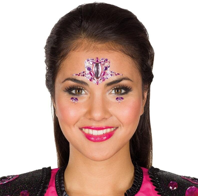 Festival Jewel-Sticker Gesicht Flamingo Sparkle