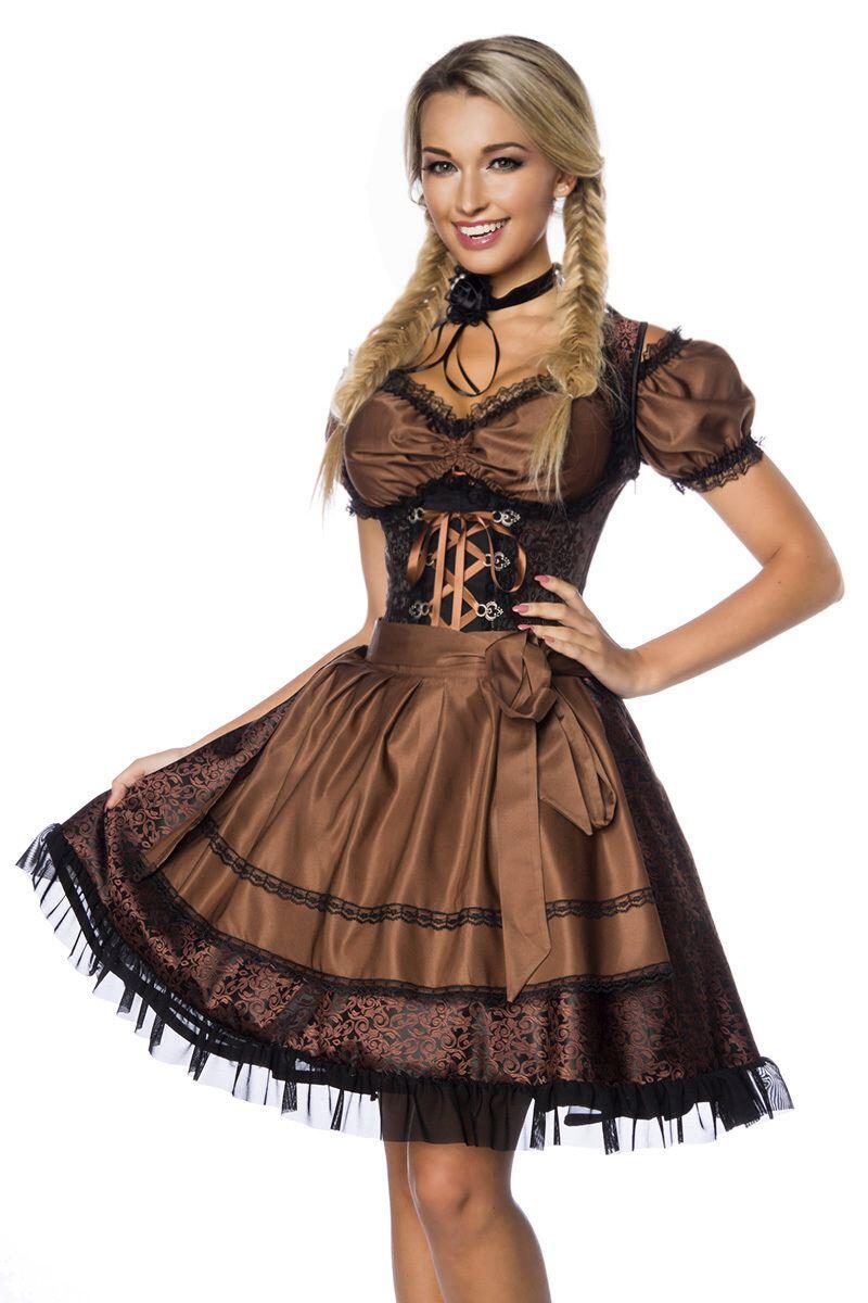 Oktoberfest Dirndl Kleid Jacquard braun