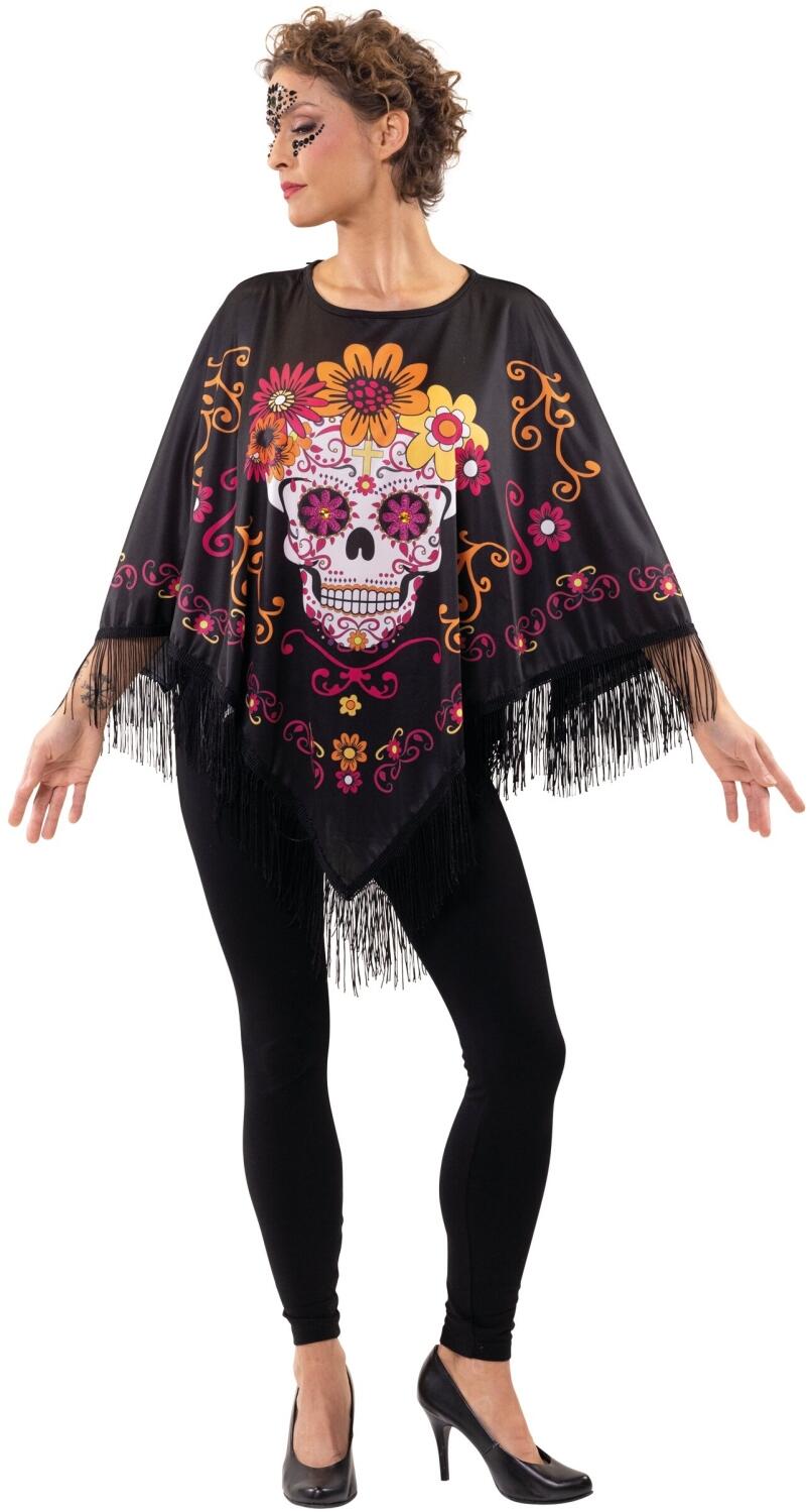 Karneval Halloween Damen Kost&uuml;m La Catrina Poncho
