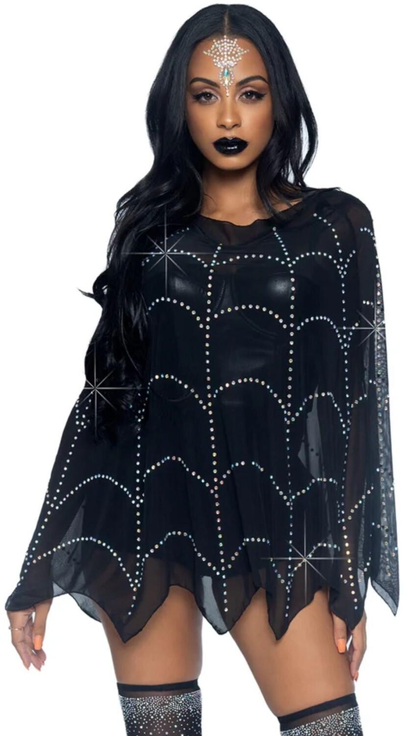Leg Avenue Karneval Halloween Poncho Strass Spinne