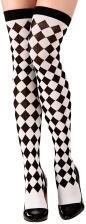 Karneval Damen Str&uuml;mpfe Overknee Harlekin schwarz wei&szlig;
