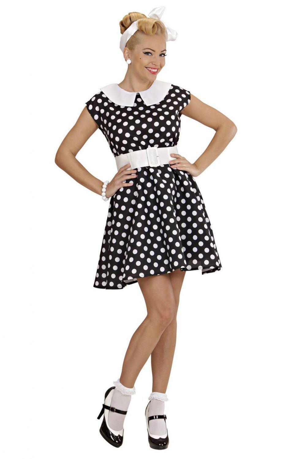 Karneval Damen Kost&uuml;m 50er Jahre Kleid schwarz